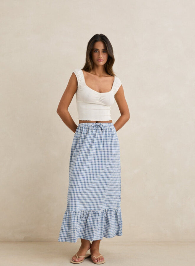 Lola Check Tiered Maxi Skirt