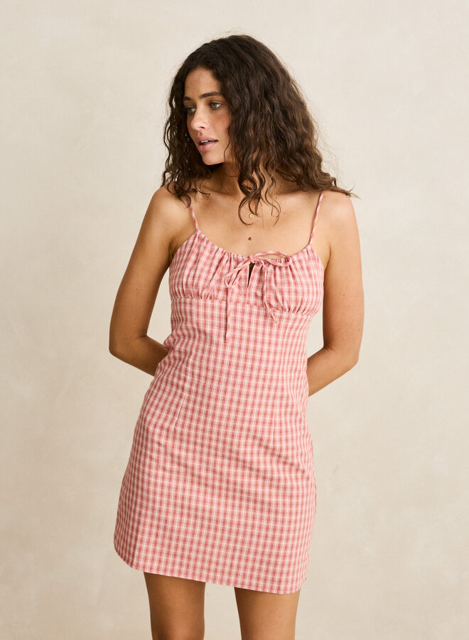 Kirra Check Gathered Mini Dress