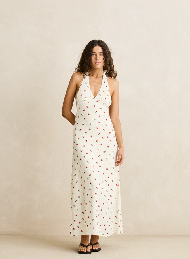 Mila Floral Halter Neck Maxi Dress