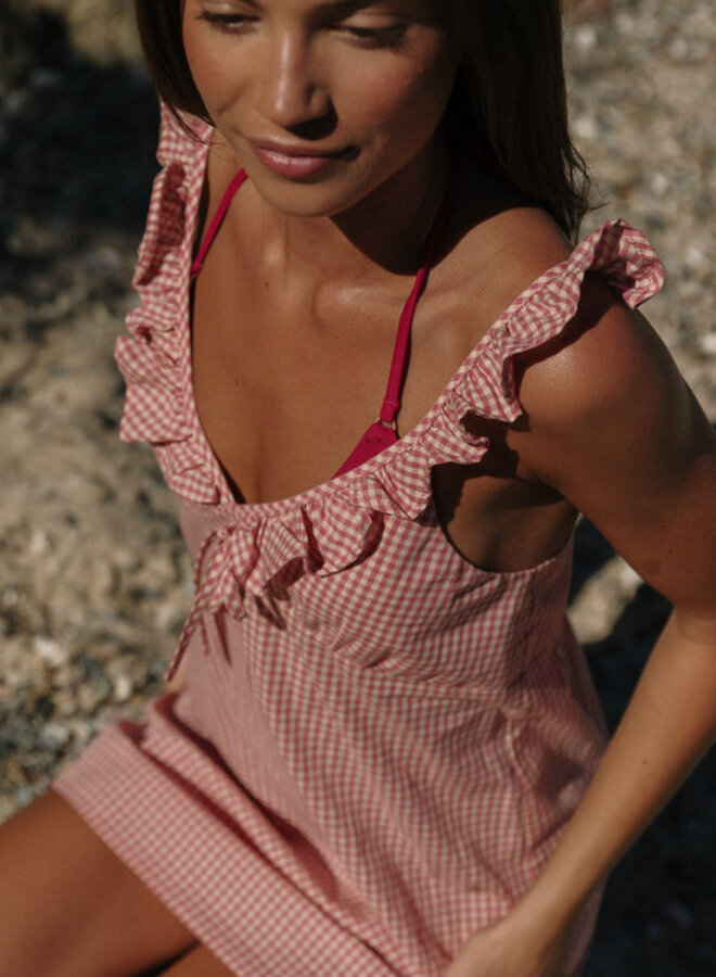 Lola Check Ruffle Mini Dress