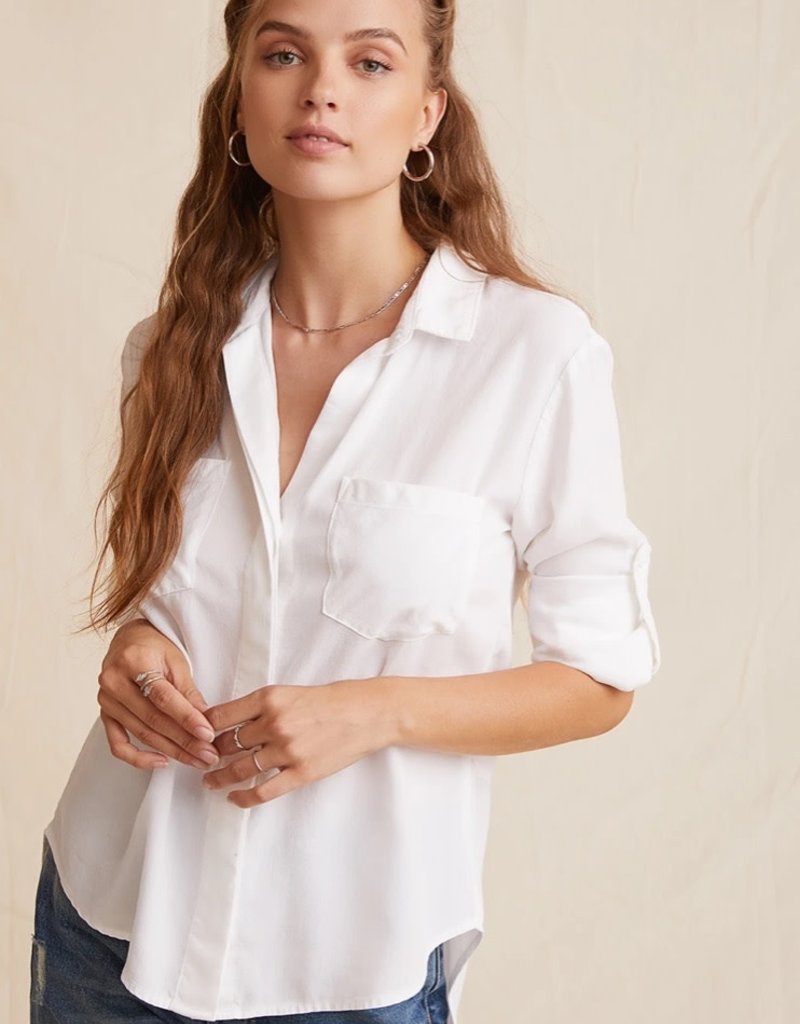 Bella Dahl split back button down white
