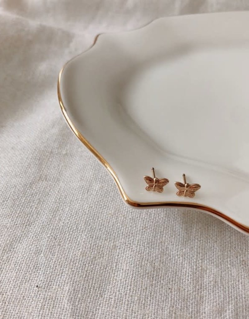 mini butterfly stud earrings - 14k gold filled
