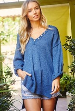 wildflower Roll-up sleeve solid tunic sweater