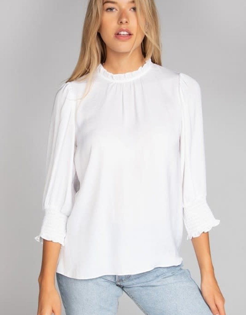 stardust Frilled Neck Blouse with Smocked Sleeve