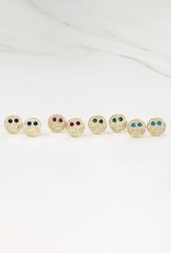 Pave Smile Post Earrings Gold Filled - Blue/Gold