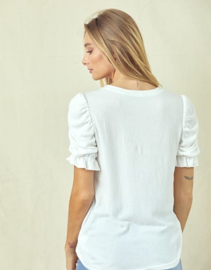 stardust Puffed Rusched Sleeve Top