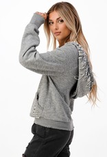 wildflower Distressed Hoodie Pullover Sweatshirt