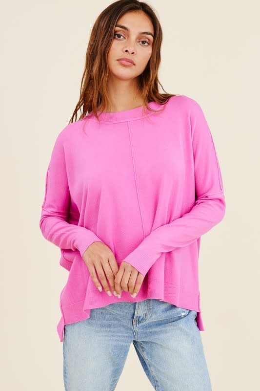 Dolman Sleeve Square Hem Sweater - Wish 