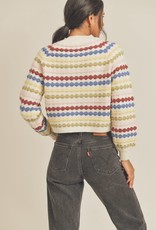stardust Multi Color Textured Stripe Knit Sweater