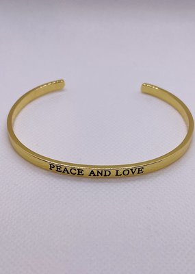 Peace and Love Rhodium Plated Bangle