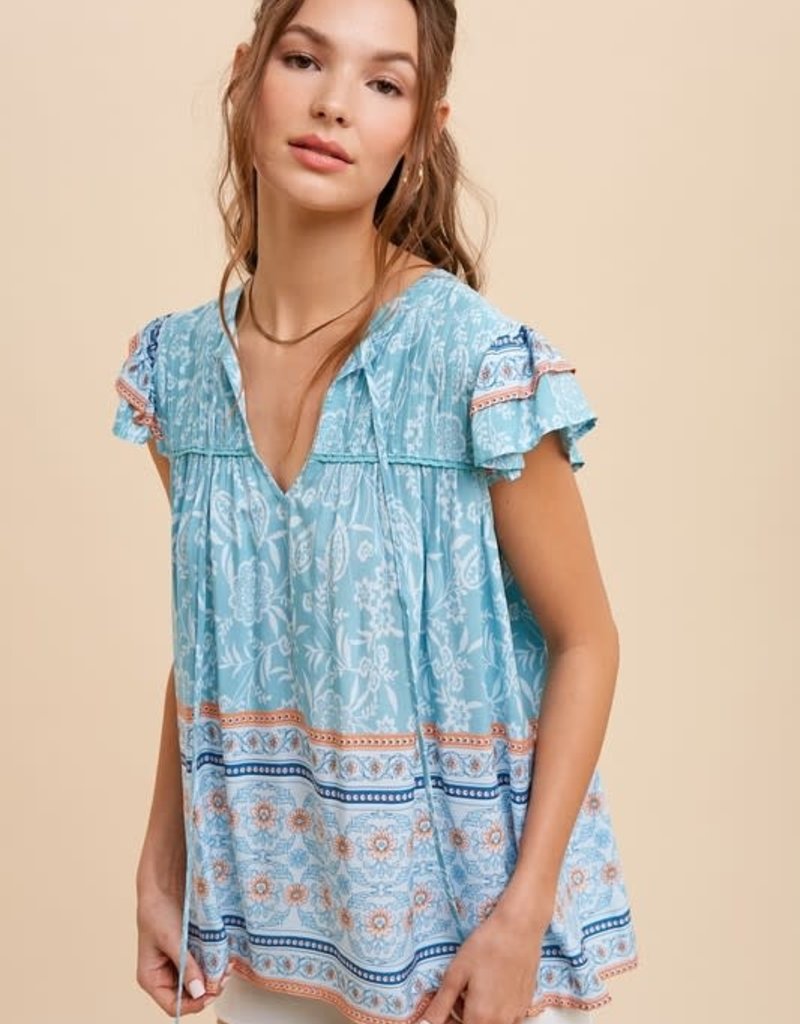 Scout Kate Floral Ruffled Sleeve Top