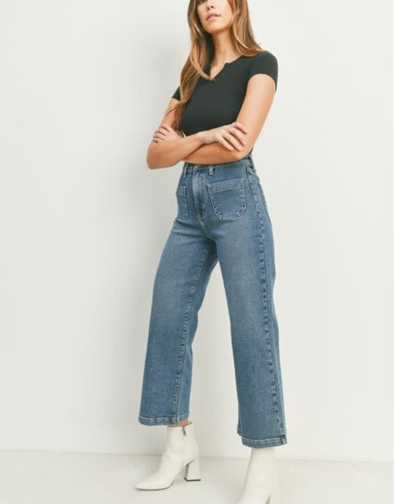 Just Black Denim Patch Pocket Wide Leg Denim