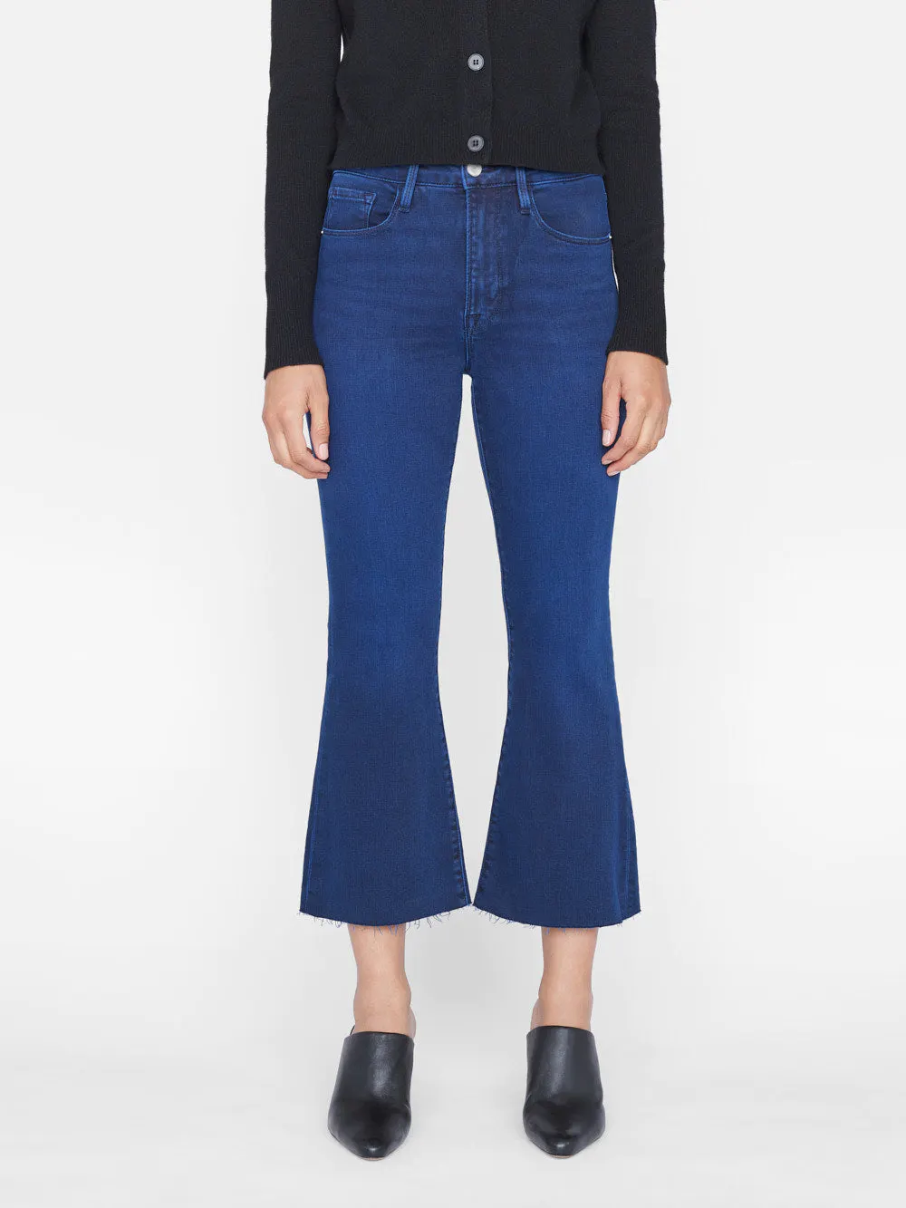 CROPPED FLARE JEANS - Blue