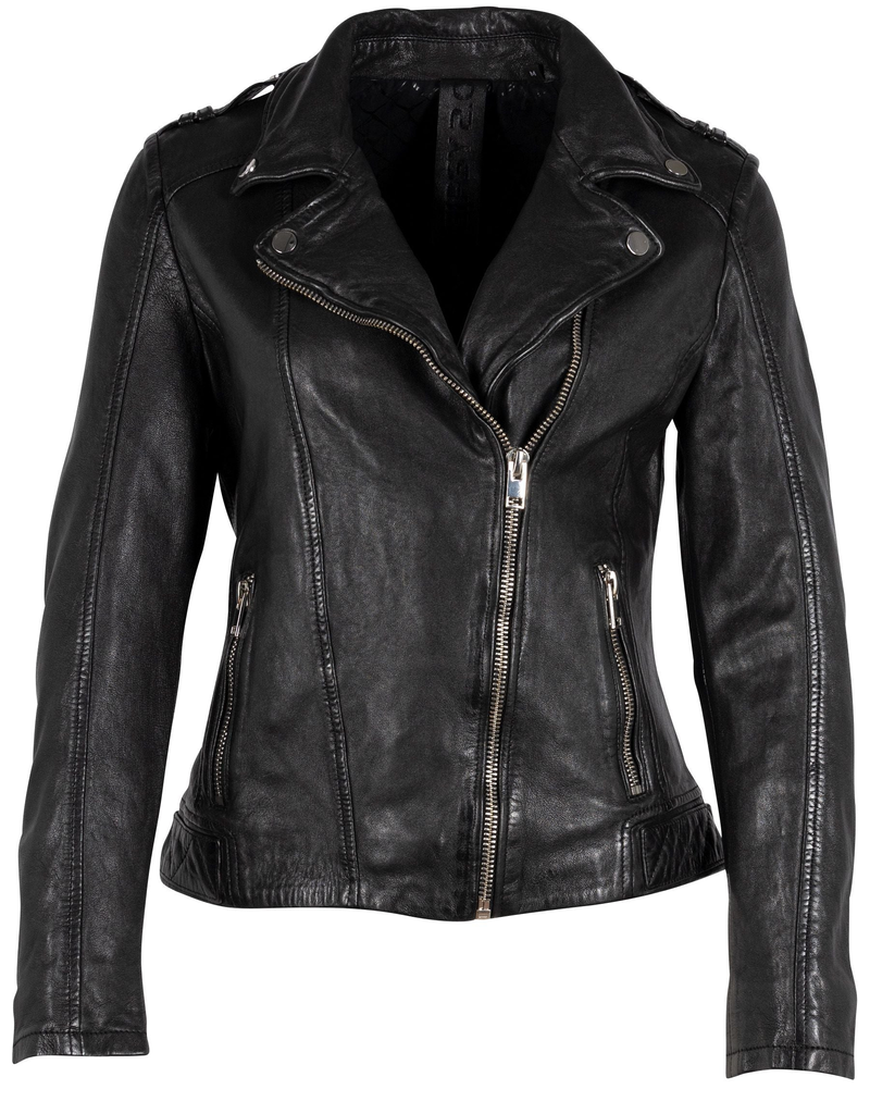 mauritius Herringbone Leather Biker Jacket
