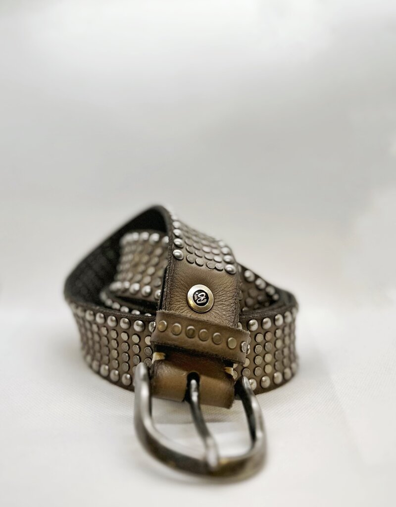 B.Belt Riva Gun Metal Multi Stud Leather Belt