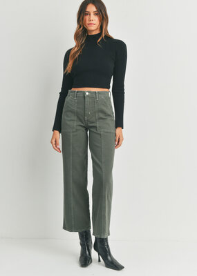 just black Seamed Utility Straight Pant