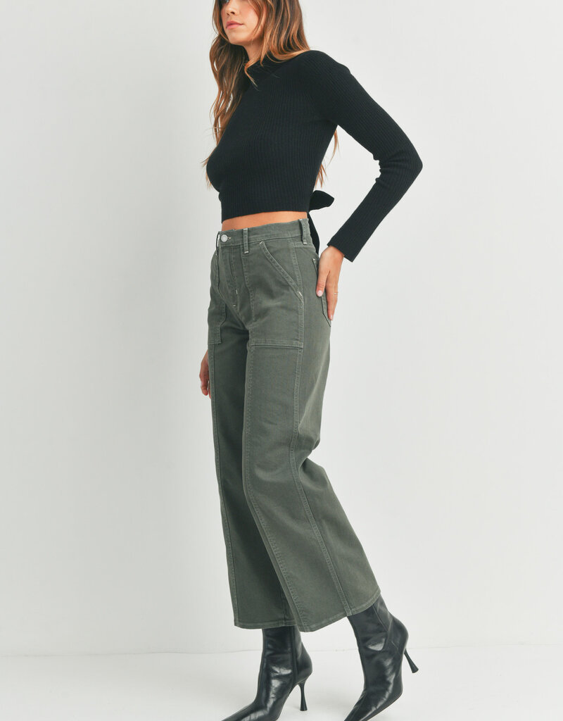 just black Seamed Utility Straight Pant