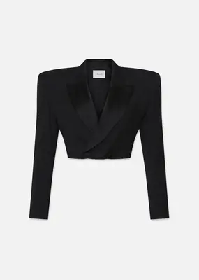 Frame Double Breasted Cropped Tux Blazer