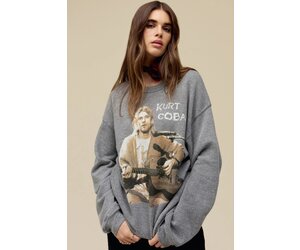 Oversized Printed T-shirt - Black/Kurt Cobain - Ladies