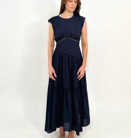 Frame Gathered Seam Lace Inset Dress