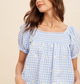 Scout Annette Gingham Smocked Blouse
