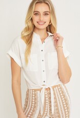 Scout Kyra Tie Front Short Sleeve Blouse
