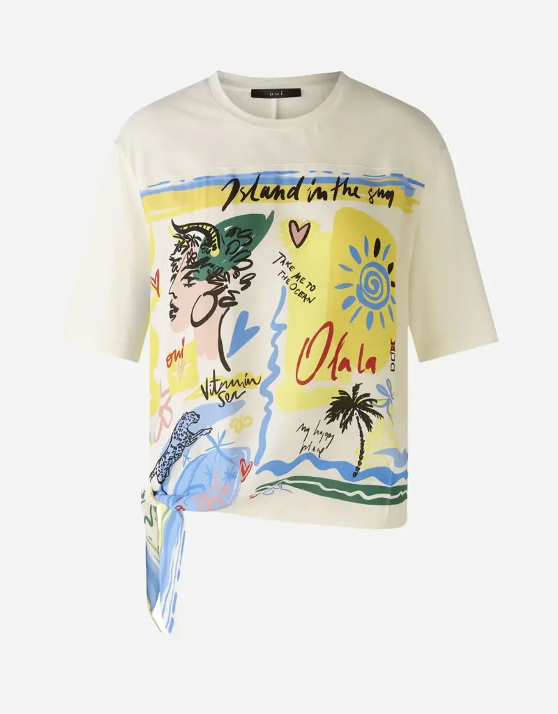 Oui Island in the Sun Graphic Blouse