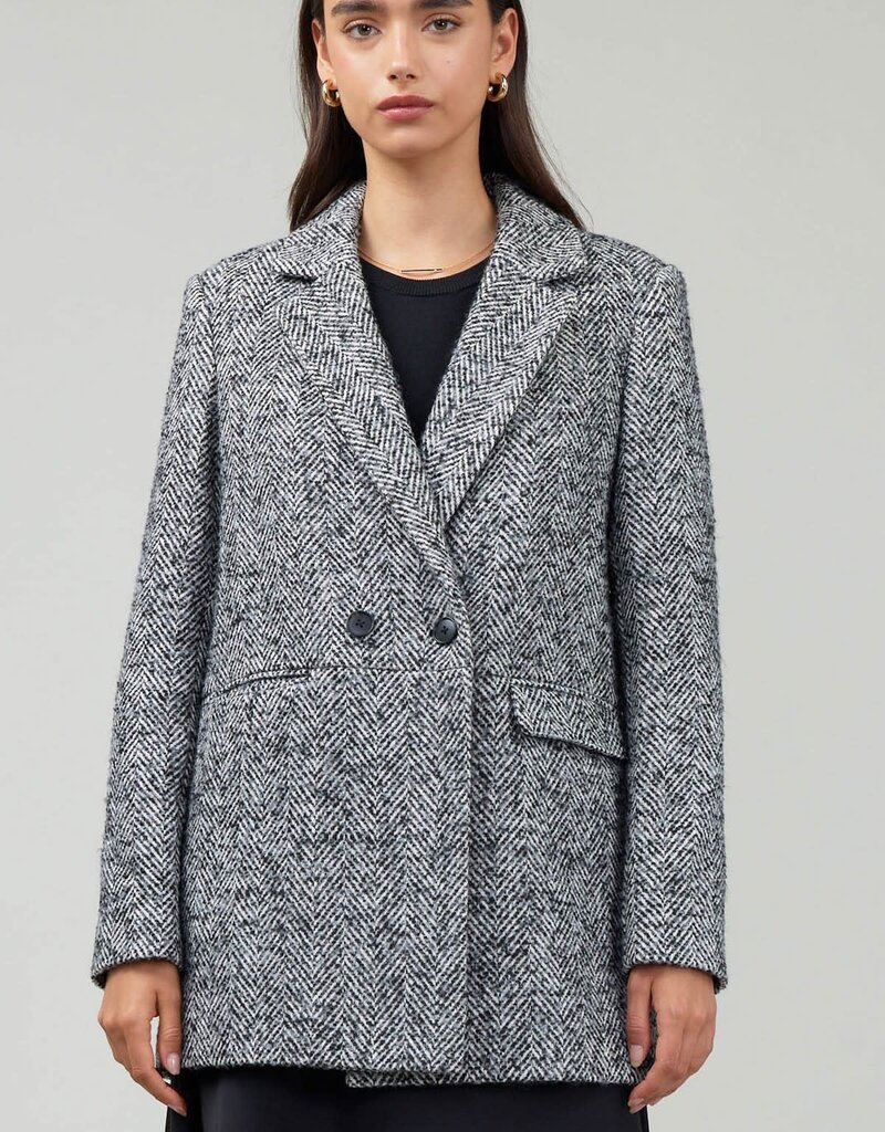 Grey houndstooth coat hot sale