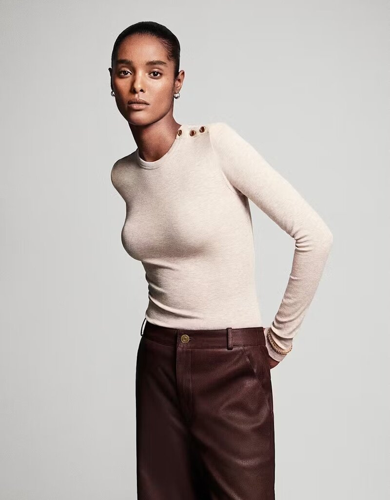 Frame L/S Rib Button Crew