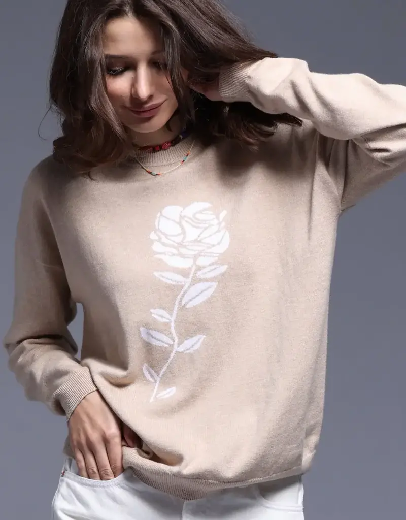 Minnie Rose Single Rose Crew Pullover