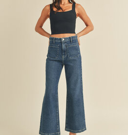 Just Black Denim Patch Pocket Wide Leg Denim