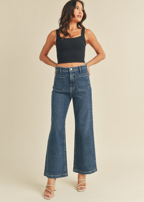 Just Black Denim Patch Pocket Wide Leg Denim