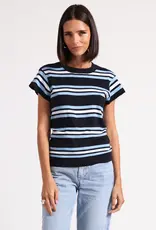 Minnie Rose Multi Stripe Cap Sleeve Tee