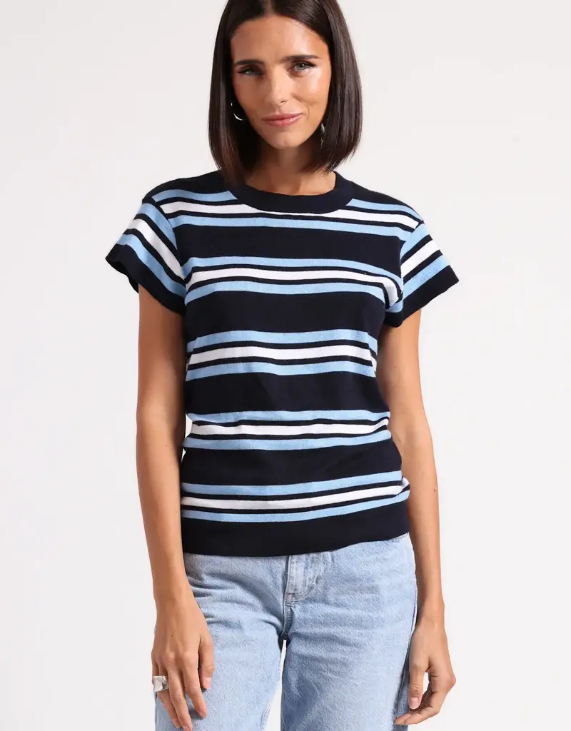 Minnie Rose Multi Stripe Cap Sleeve Tee