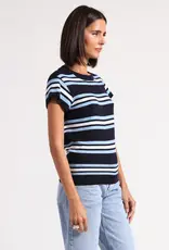 Minnie Rose Multi Stripe Cap Sleeve Tee