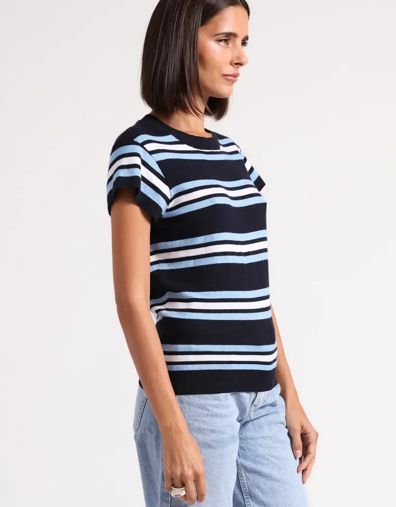 Minnie Rose Multi Stripe Cap Sleeve Tee