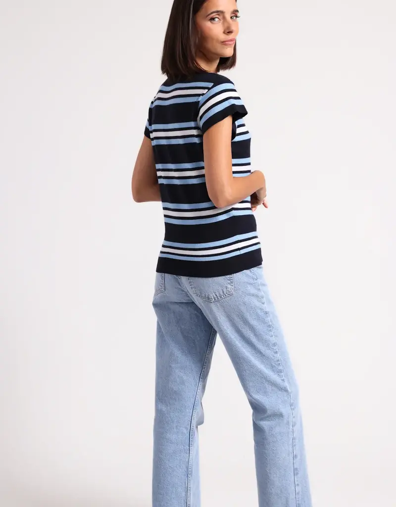 Minnie Rose Multi Stripe Cap Sleeve Tee