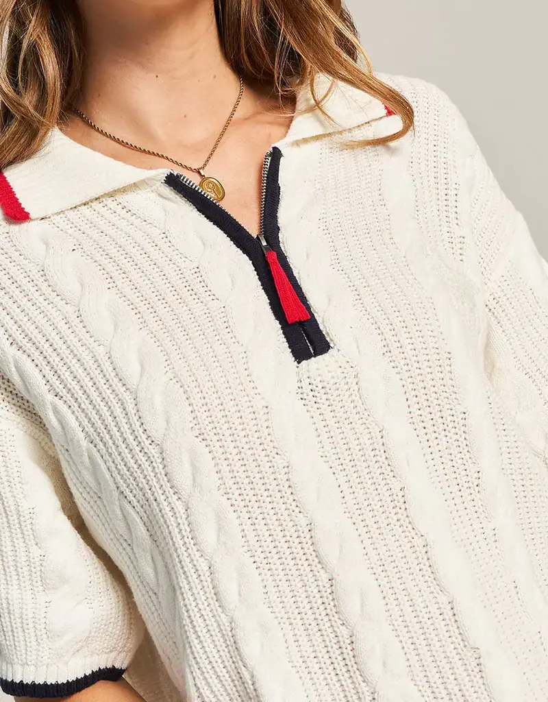 Princess Goes Hollywood Short Sleeved Sweater with Polo Collar