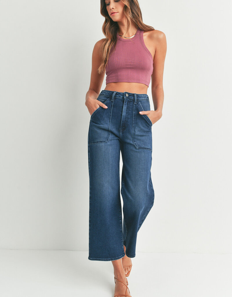 Just Black Denim HR Cargo Pocket Wide Leg