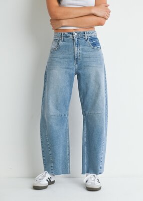Just Black Denim Seamed Barrel Jeans
