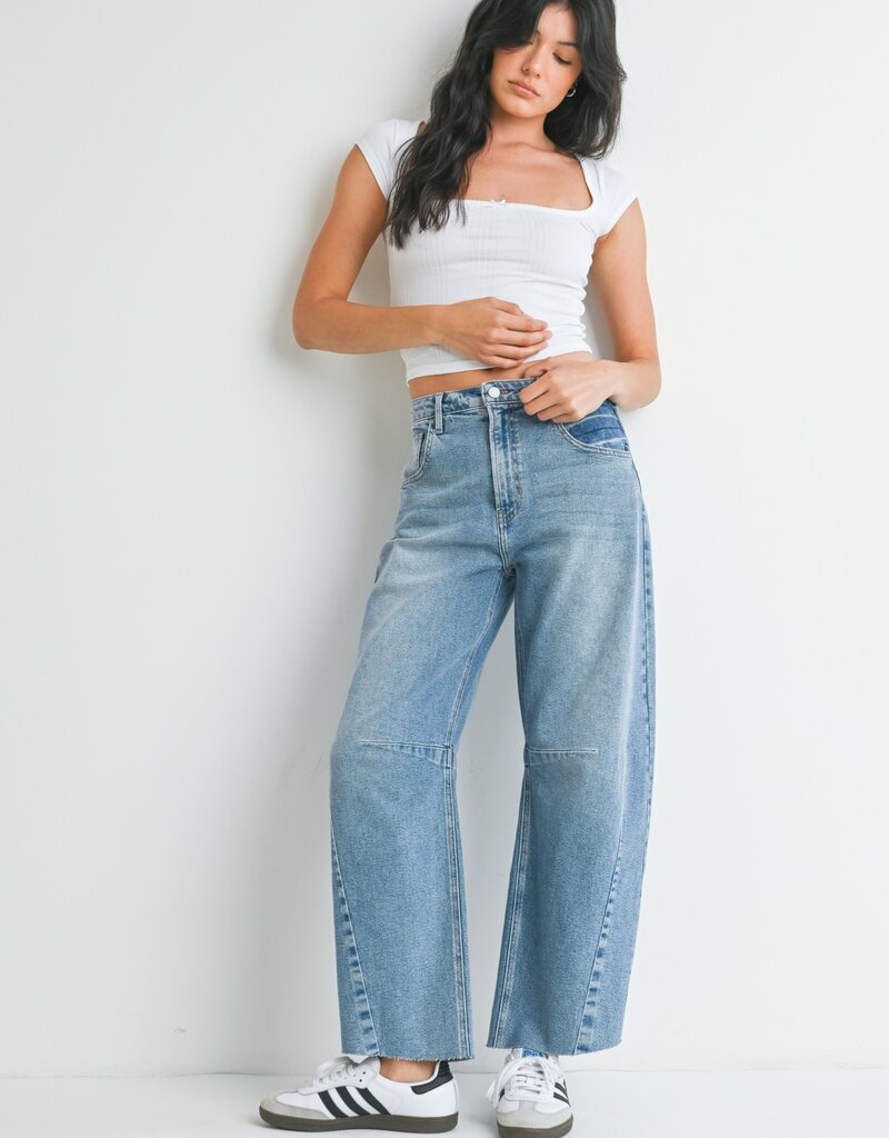 Just Black Denim Seamed Barrel Jeans