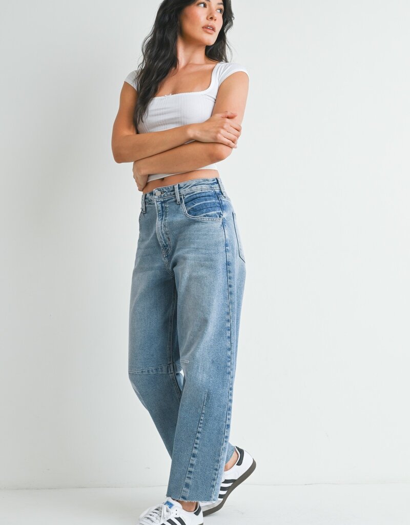 Just Black Denim Seamed Barrel Jeans