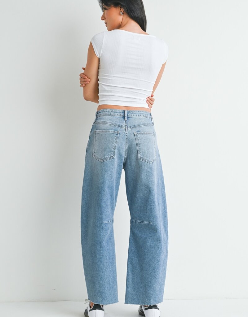 Just Black Denim Seamed Barrel Jeans