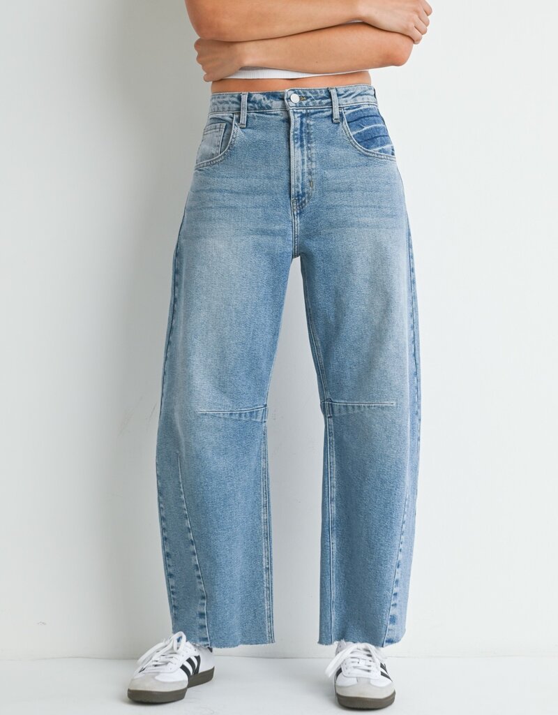 Just Black Denim Seamed Barrel Jeans