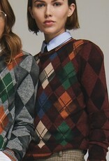 Autumn Cashmere Inked Argyle Crew