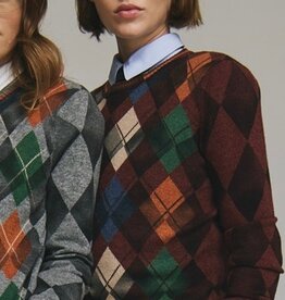 Autumn Cashmere Inked Argyle Crew