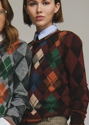 Autumn Cashmere Inked Argyle Crew