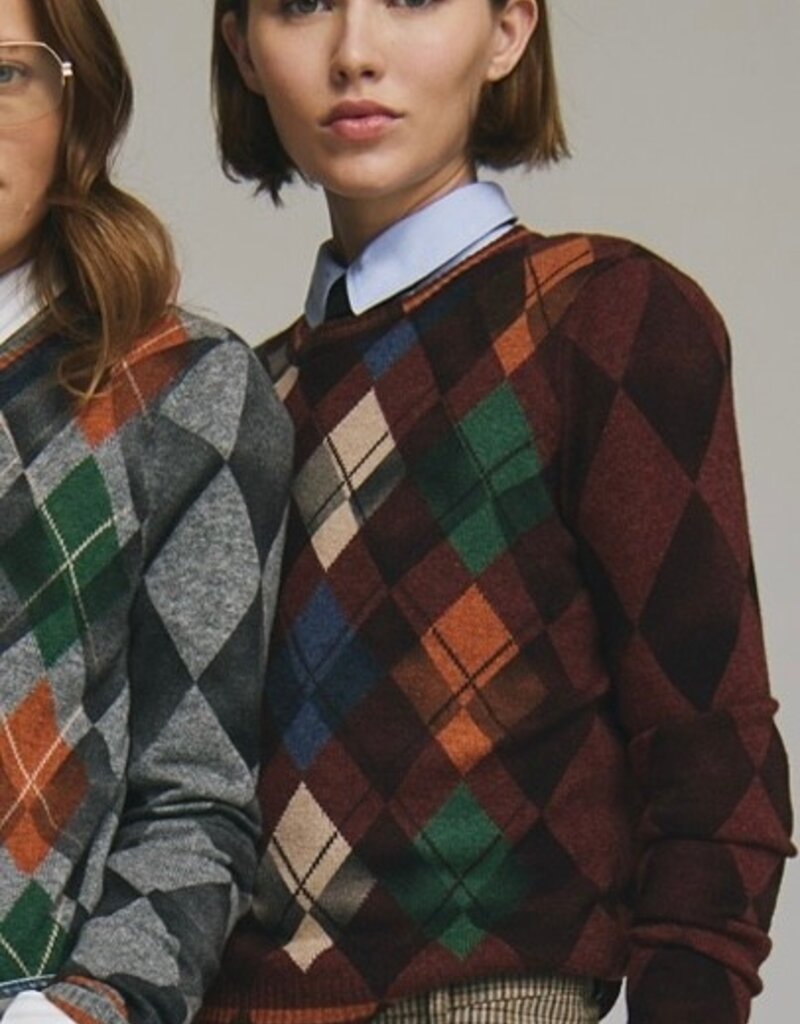 Autumn Cashmere Inked Argyle Crew
