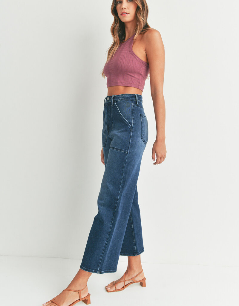 Just Black Denim HR Cargo Pocket Wide Leg