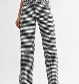 Just Black Denim Gingham Straight Jean